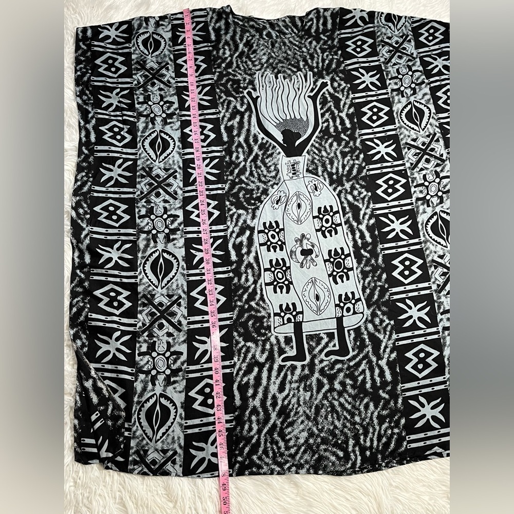 African Queen Black & Gray Kaftan Maxi Dress Overdress Cover Up - Picture 9 of 11